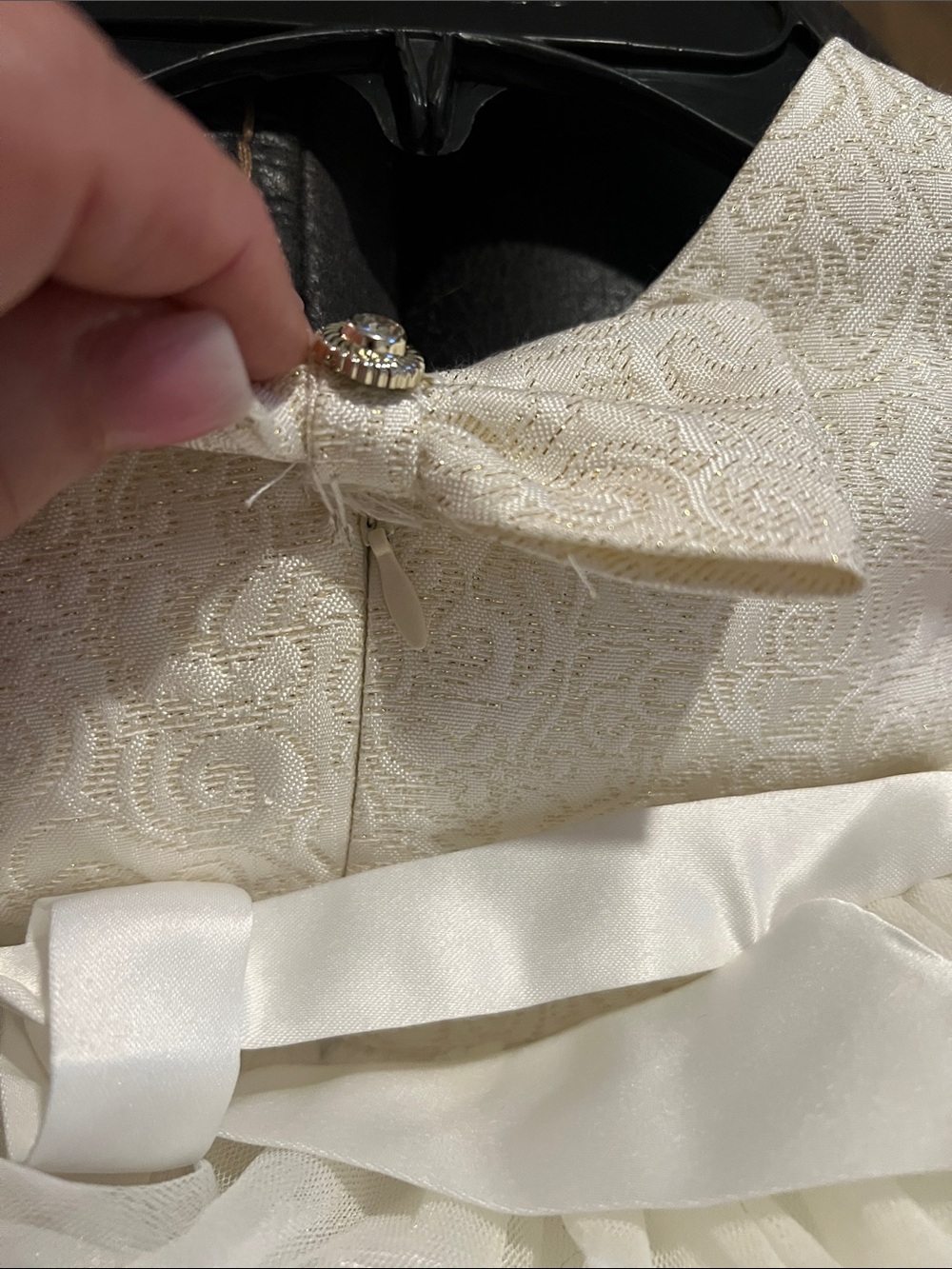 American Princess Ivory Embellished Tulle Bow Dress - Picture 8 of 8